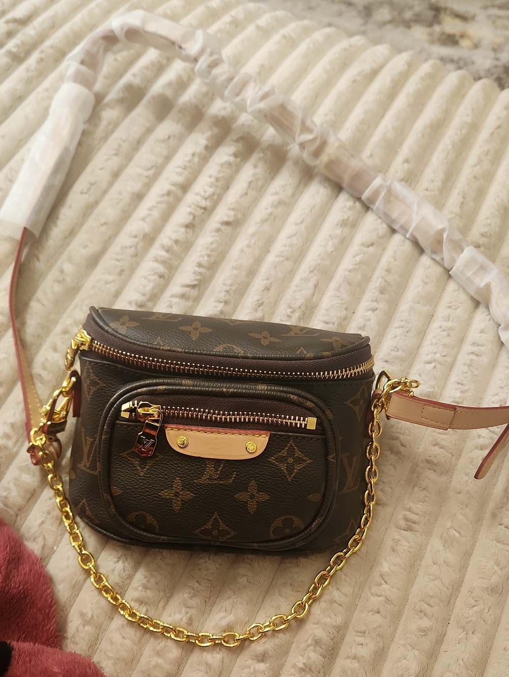 Monogram Crossbody Bag with Gold Chain